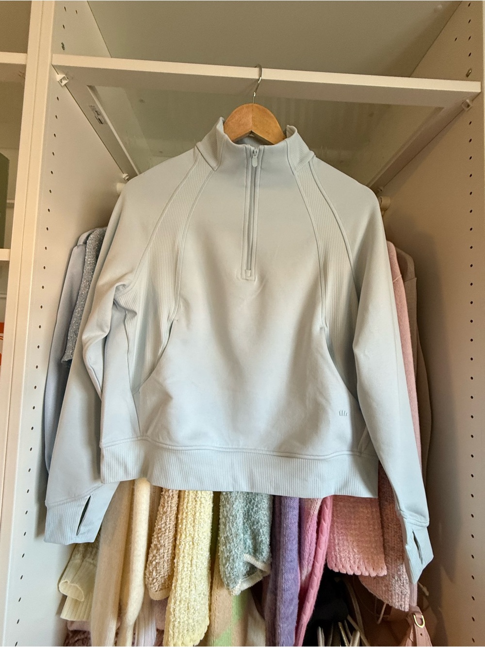 Light Blue Half-Zip Pullover Sweatshirt